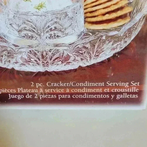 Fifth Avenue Crystal Portico 2 Piece Cracker Condiment Serving Set New In Box - Picture 2 of 7